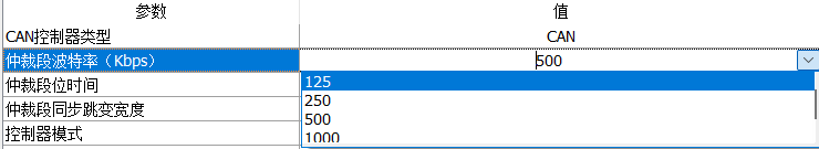 波特率参数选项