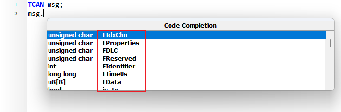 TSMaster小程序编辑代码智能提示功能